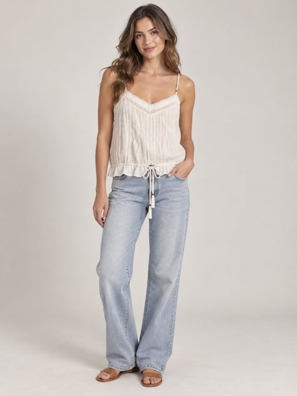 American Eagle White Lace Trim Camisole